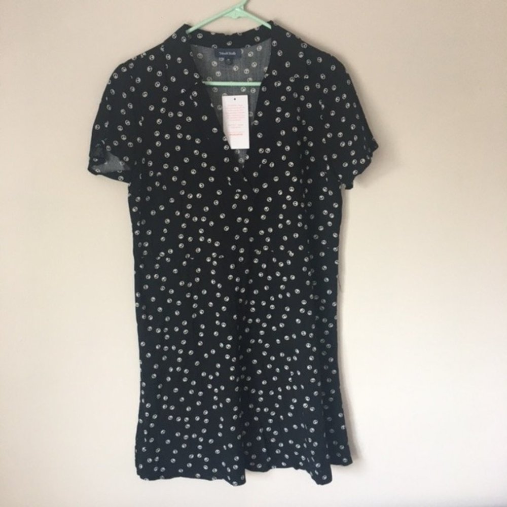 Modcloth Black and White Peace Sign Sleeved Dress